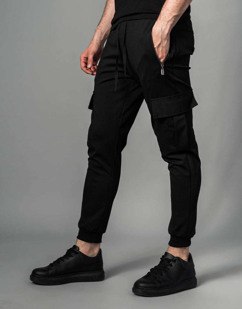 Pantalon black cu buzunare laterale