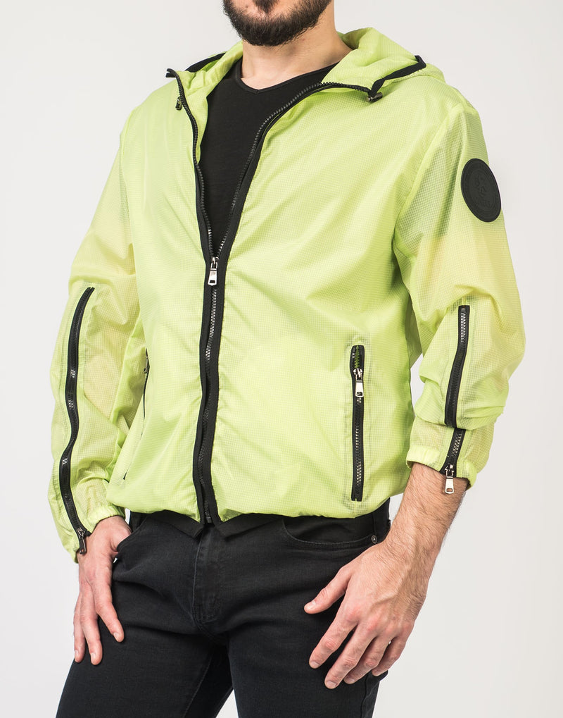 Jachetă neon unisex cu fermoar pe mânecă